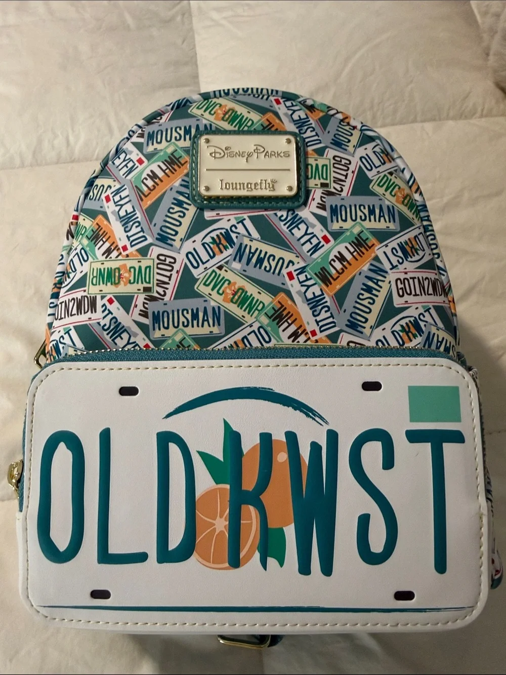 Loungefly Teal Orange White Old Key West Orange Bird Mini Backpack